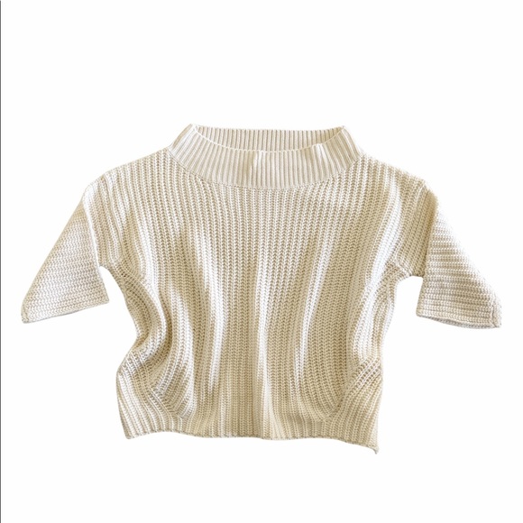 Fashion Nova Chunky Wide Mock-Neck Pull On Sweater Ivory Size S/M - Picture 2 of 9